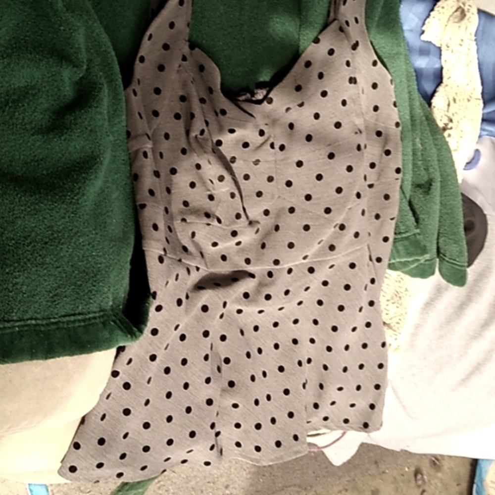 Dress top from Torrid. Medium gray with black polka dots